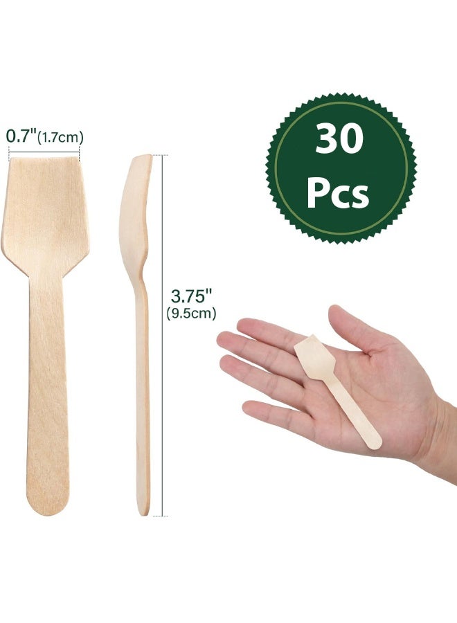 30 Pack Eco Friendly Mini Wooden Tasting Spoons, 3.75" Natural wood Disposable Spoon, Square End Sampling Spoons for Ice Cream, Yogurt, Desserts & Catering Events - Image 4
